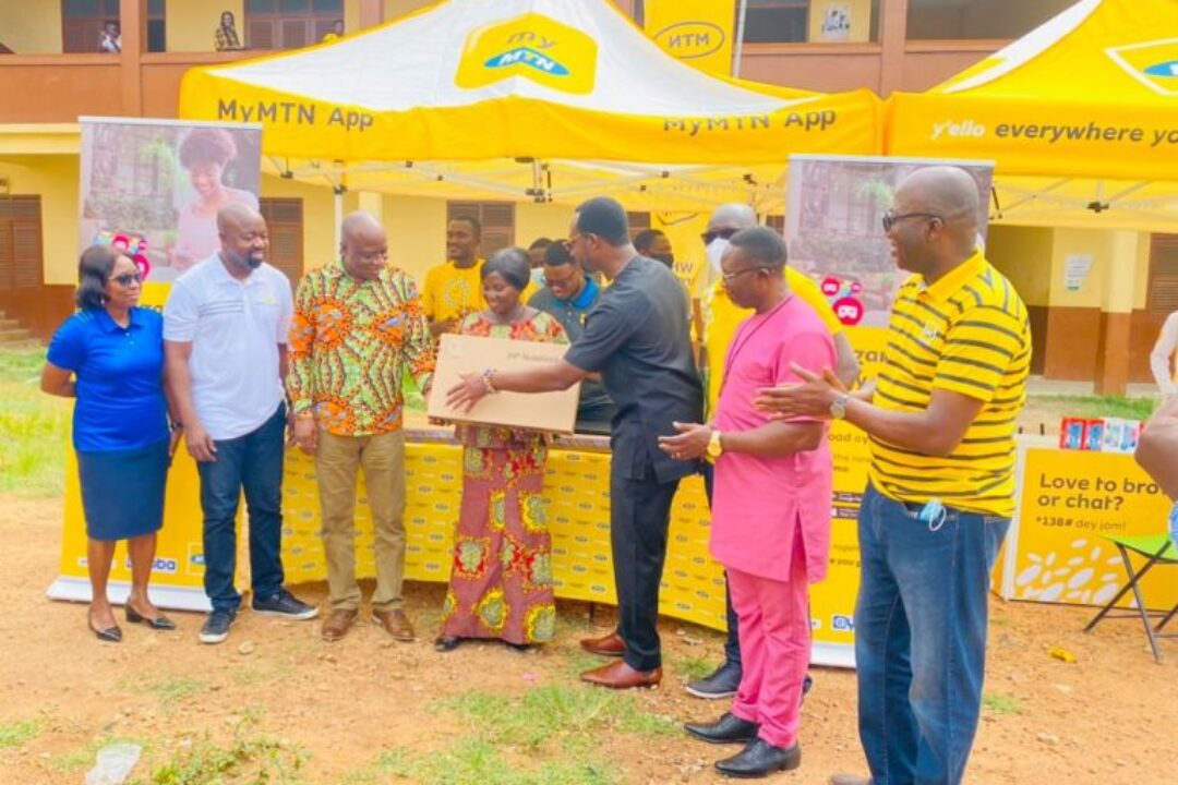MTN Does it again! Donates Laptops to New Asafo Basic School to Mark Y’ello Care Event