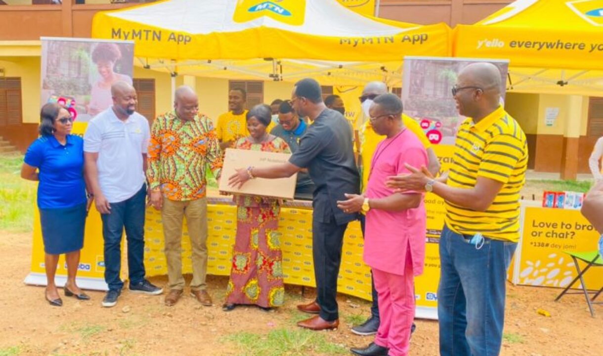 MTN Does it again! Donates Laptops to New Asafo Basic School to Mark Y’ello Care Event