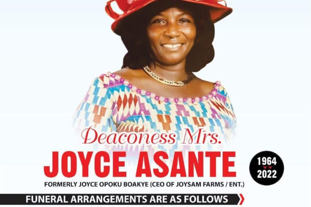 DEACONESS JOYCE ASANTE TO BE BURIED ON OCTOBER 8