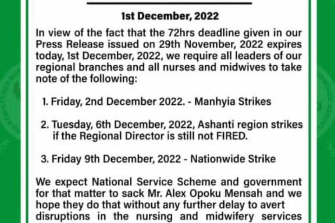 GRNMA declares strike starting from Friday 2 over failure by Gov’t to sack Ash NSS boss