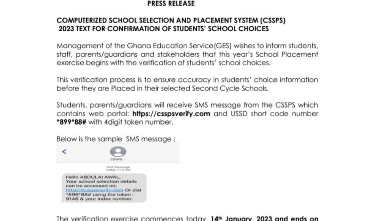 2023 SHS placement to begin with school choices verification – GES announces