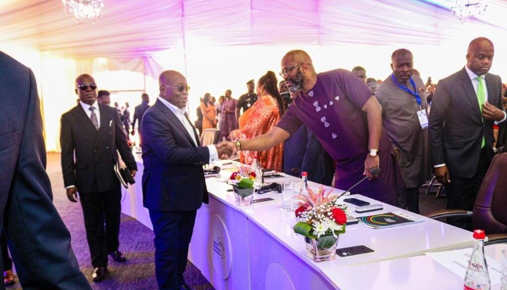 Ralph Mupita, President and CEO of MTN Group exchanging pleasantaries with the President of Ghana, Nana Akufo Addo