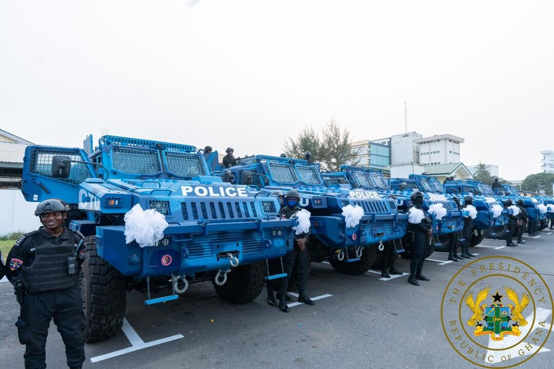 PRES. AKUFO-ADDO PRESENTS 100 VEHICLES, 600 MOTORBIKES, 6 APCs TO POLICE SERVICE