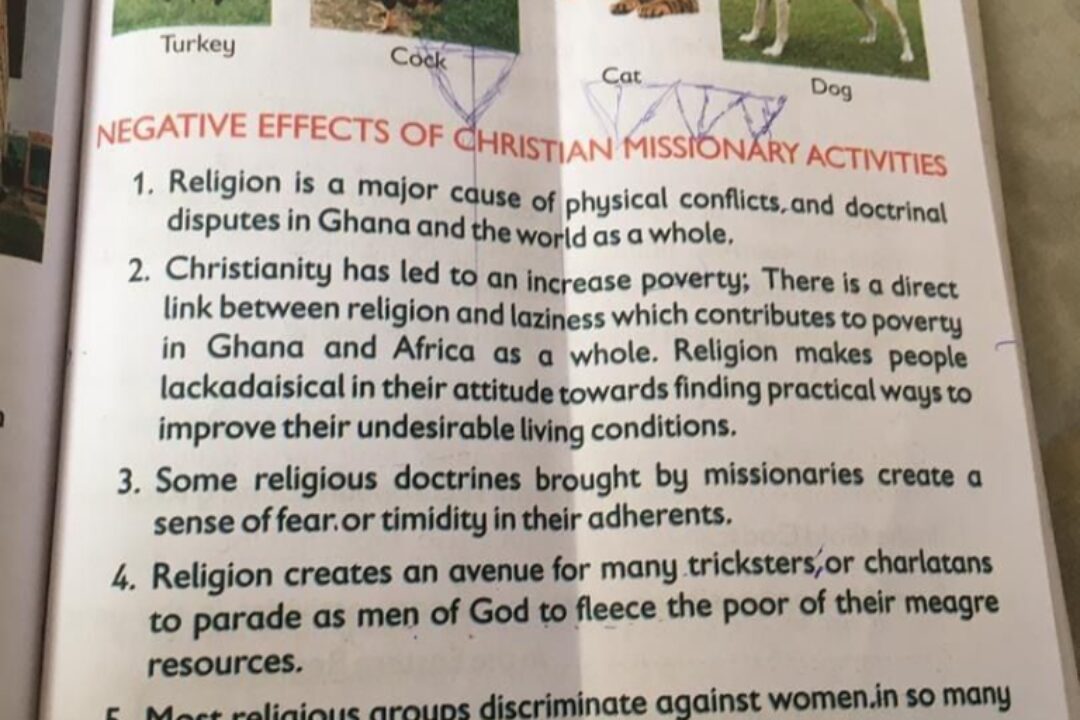Dep.Education Minister goes wild, says Textbook content on disadvantages of Christianity obnoxious