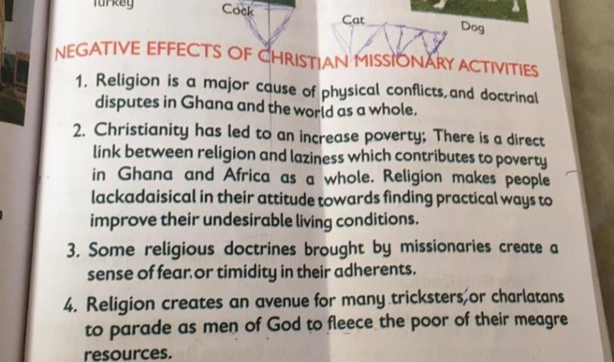 Dep.Education Minister goes wild, says Textbook content on disadvantages of Christianity obnoxious