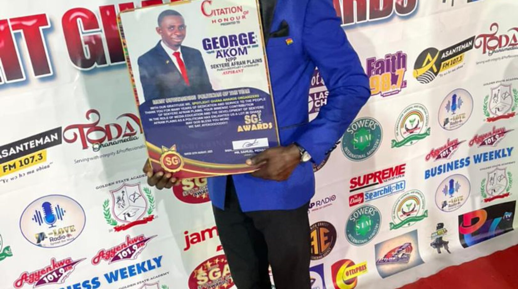 GEORGE AKOM HONOURED AS MOST OUTSTANDING POLITICIAN