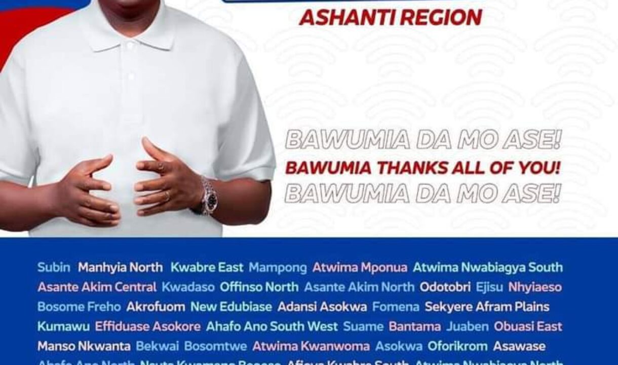 “THANK YOU FOR VOTING FOR OUR PREFERRED ASPIRANT” – ASH.REGION ELECTORAL AREA COORDINATORS TO MPs AND CHAIRMEN