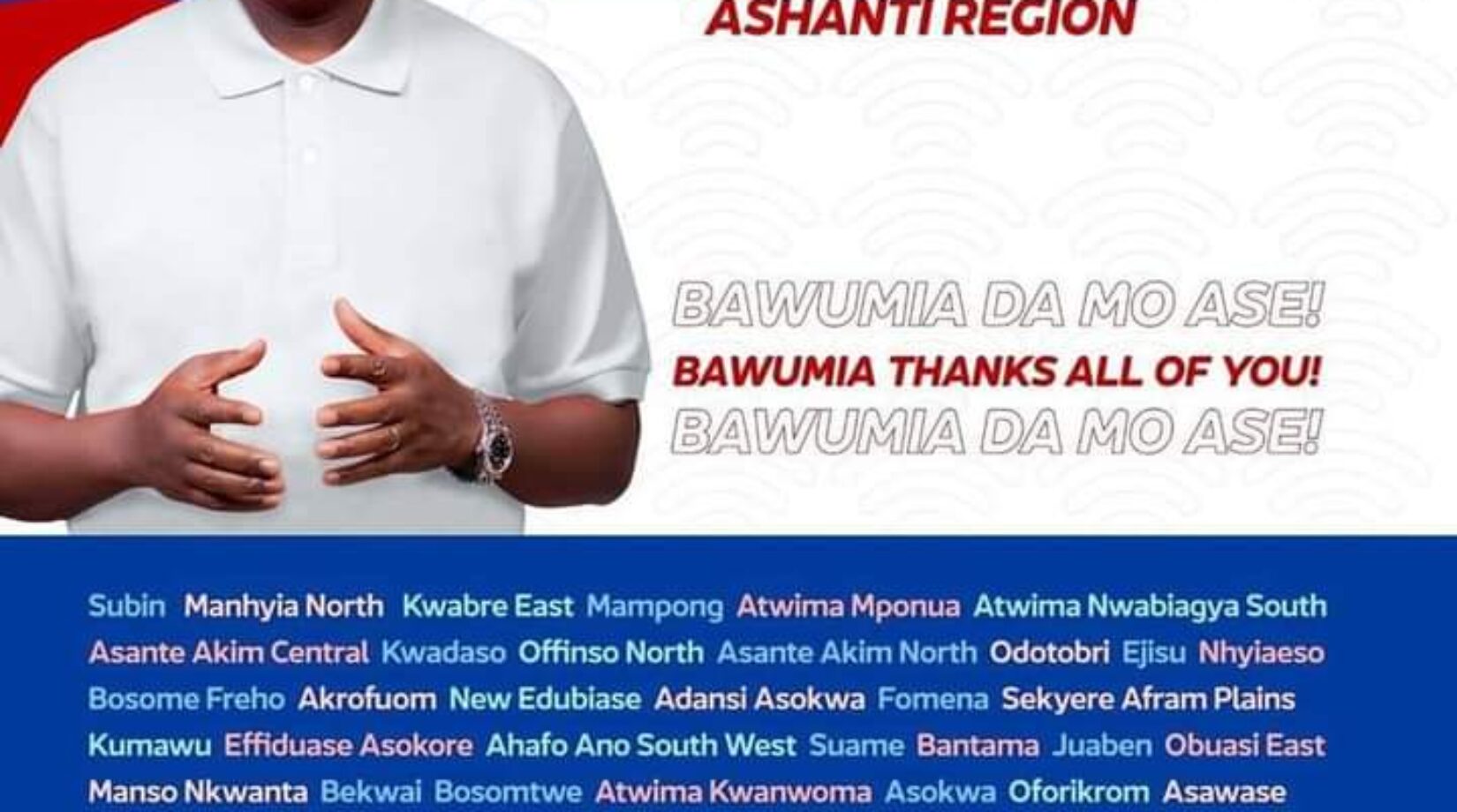 “THANK YOU FOR VOTING FOR OUR PREFERRED ASPIRANT” – ASH.REGION ELECTORAL AREA COORDINATORS TO MPs AND CHAIRMEN