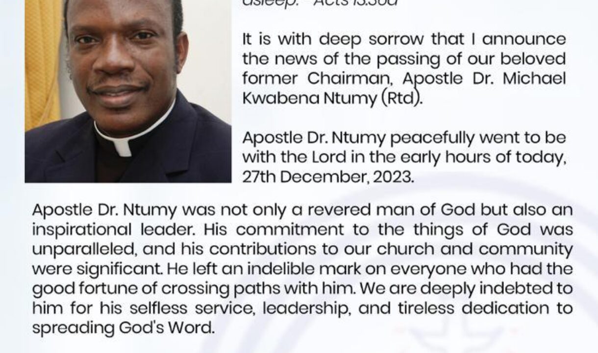 OFFICIAL:Former Chairman of the church of Pentecost,Apostle Michael Ntumy passes On