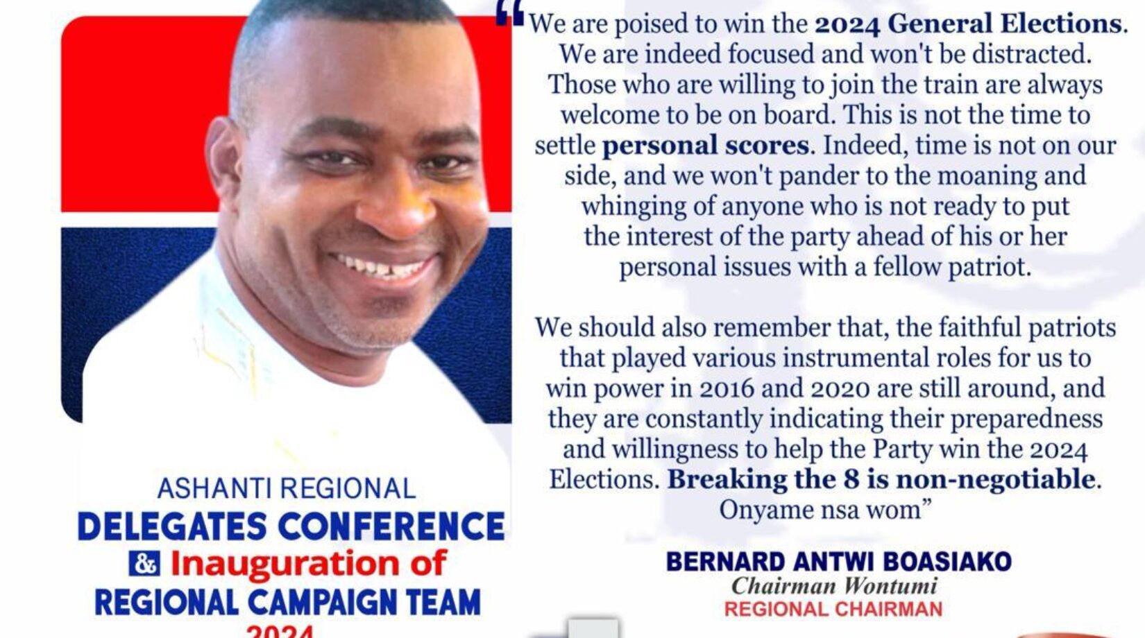 Infographic:We’re Poised to Win 2024 General Election-Wontumi declares ahead of Inauguration of Ash Campaign team