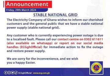 We have a stable national grid; outages due to localised faults – ECG declares