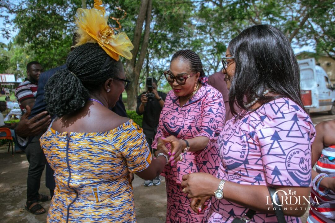 Lordina Mahama interacts with young ladies at a Singles camp meeting.