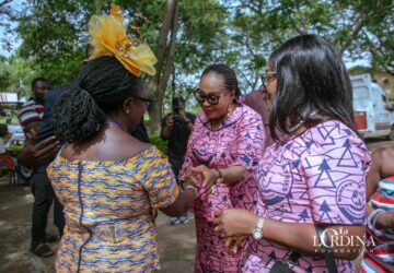 Lordina Mahama interacts with young ladies at a Singles camp meeting.