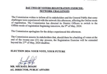 Limited Voter’s registration exercise:EC apologizes for Network Challenges