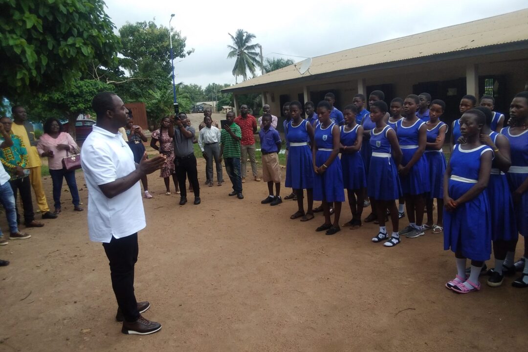 Pictures & Video:Francis Owusu-Akyaw sponsors Mock Exams for BECE candidates in Juaben