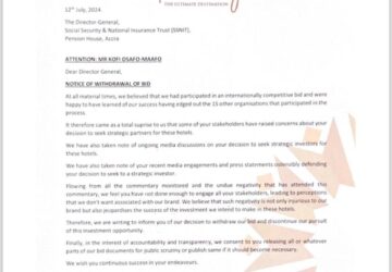 Breaking news:Rock City withdraws bid to purchase SSNIT Hotels
