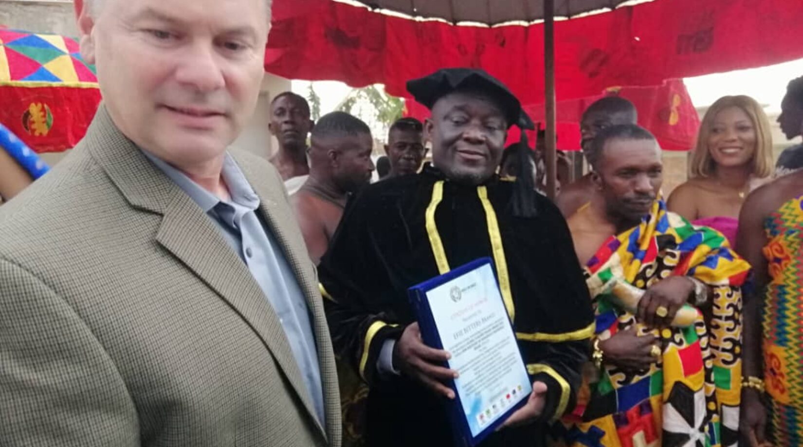 World Diplomatic Federation honours Nana Gyedu Kumaning IV…as he calls for peaceful elections