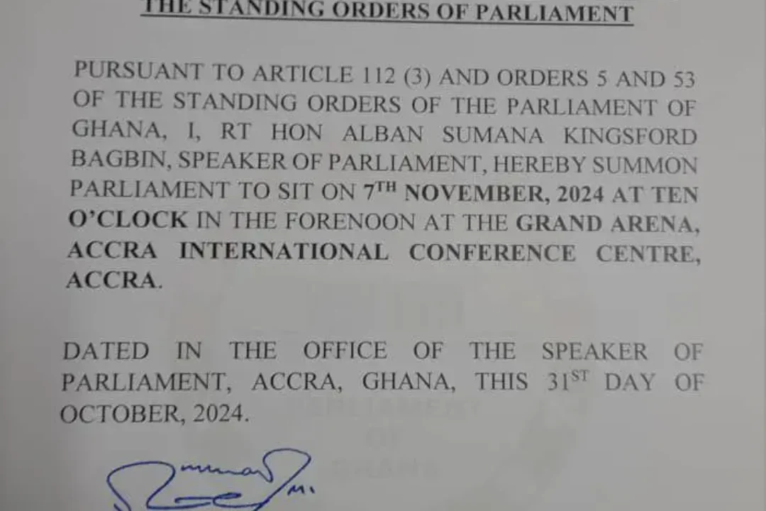 Speaker Bagbin recalls Parliament to sit on November 7