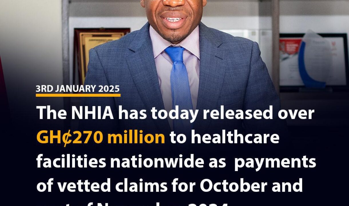 NHIA disburses GH¢270m to Healthcare providers for October-November 2024 claims-Dr.Aboagye Da-Coasta