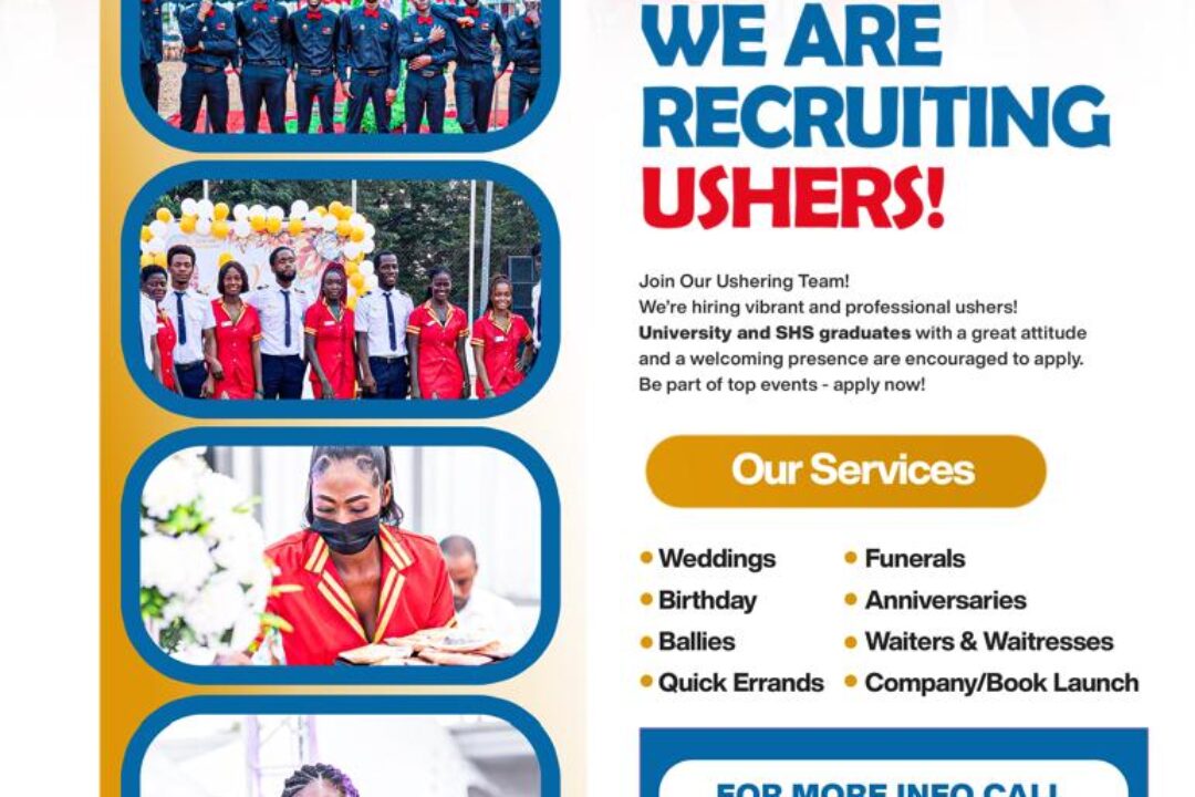 AE Ushering Agency CEO announces big recruitment of ushers…urges university & SHS graduates to apply