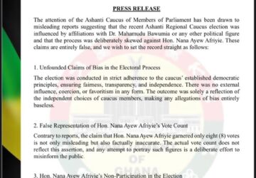 Statement:Ashanti NPP Parliamentary caucus sets record straight on election of new leadership