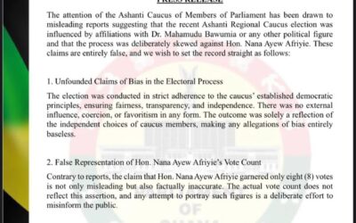 Statement:Ashanti NPP Parliamentary caucus sets record straight on election of new leadership