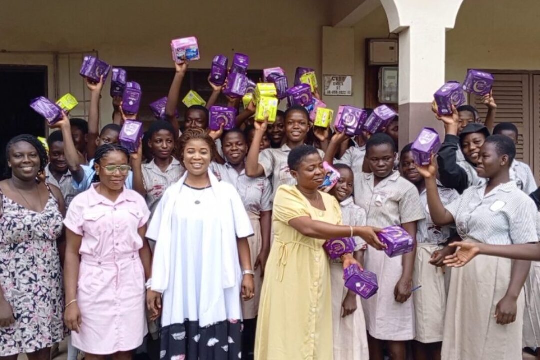 Nhyira Fm’s Obaa Adwoa donates 100 sanitary pads to students to celebrate her birthday