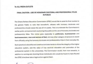 GTEC issues final caution on use of honorary doctorate & professional titles in public