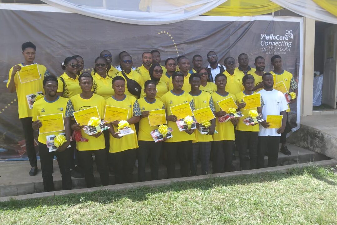 MTN Ghana “21 Days of Y’ello Care”: 12 unemployed Nyinanihi youths receive mobile phone repairs certificates, startup tools