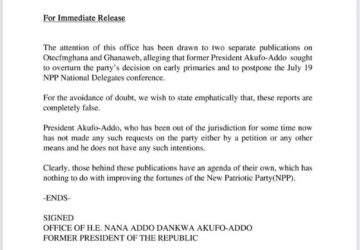 Akufo-Addo denies reports of attempting to influence upcoming NPP Delegates Conference