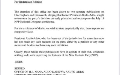 Akufo-Addo office denies reports of attempting to influence upcoming NPP Delegates Conference