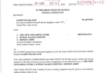 Baaba Sam files violation of child rights, defamation action against Kwaku Baako Jr & Crusading Guide