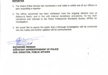 Just in:Police interdict Officer seen in viral video assaulting GHOne Tv reporter