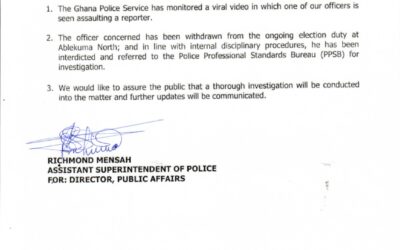 Just in:Police interdict Officer seen in viral video assaulting GHOne Tv reporter