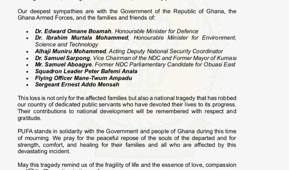 Private Universities Founders Association Mourns Tragic Helicopter Crash Victims