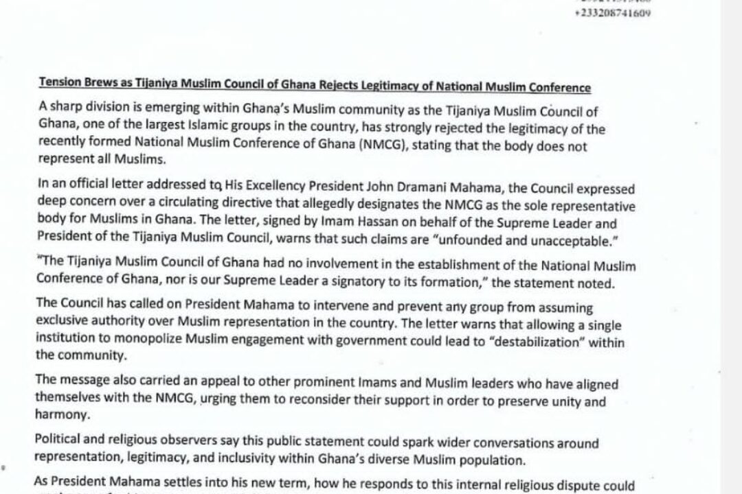 Tension brews as Tijjanniya Muslim Council rejects legitimacy of National Muslim Conference