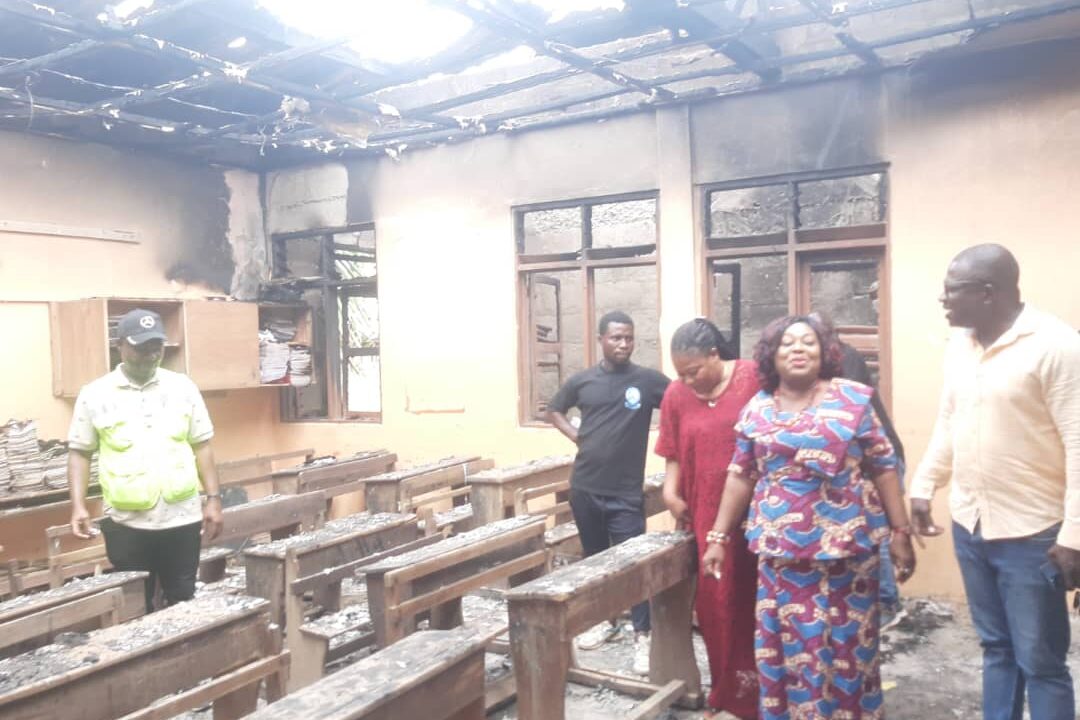 Ledzokuku MP, MCE inspect burnt school & pledge to reconstruct it