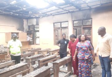 Ledzokuku MP, MCE inspect burnt school & pledge to reconstruct it