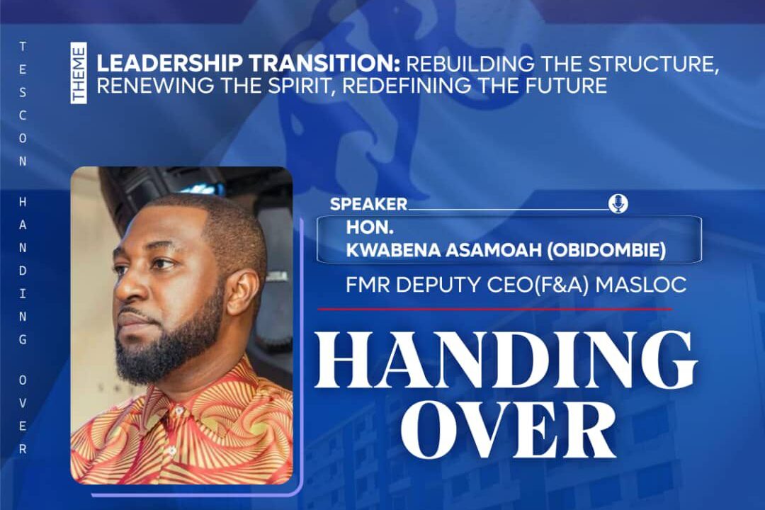 FMR MASLOC Dep. CEO Obidombie Kwabena Asamoah speaks at UPSA TESCON handing-over ceremony.