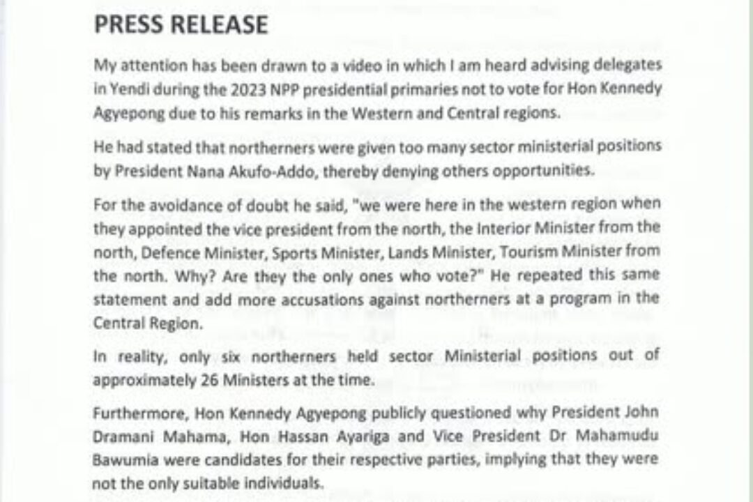 My video telling Northerners to vote against Ken Agyapong old respond to his attacks-Dominic Nitiwul declares