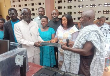 Madam Adwoa Serwah surprises Krapa JHS with donation of 20 computers & renovation of washrooms