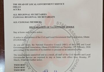 CLOGSAG declares nationwide strike &orders members to stay home from Monday