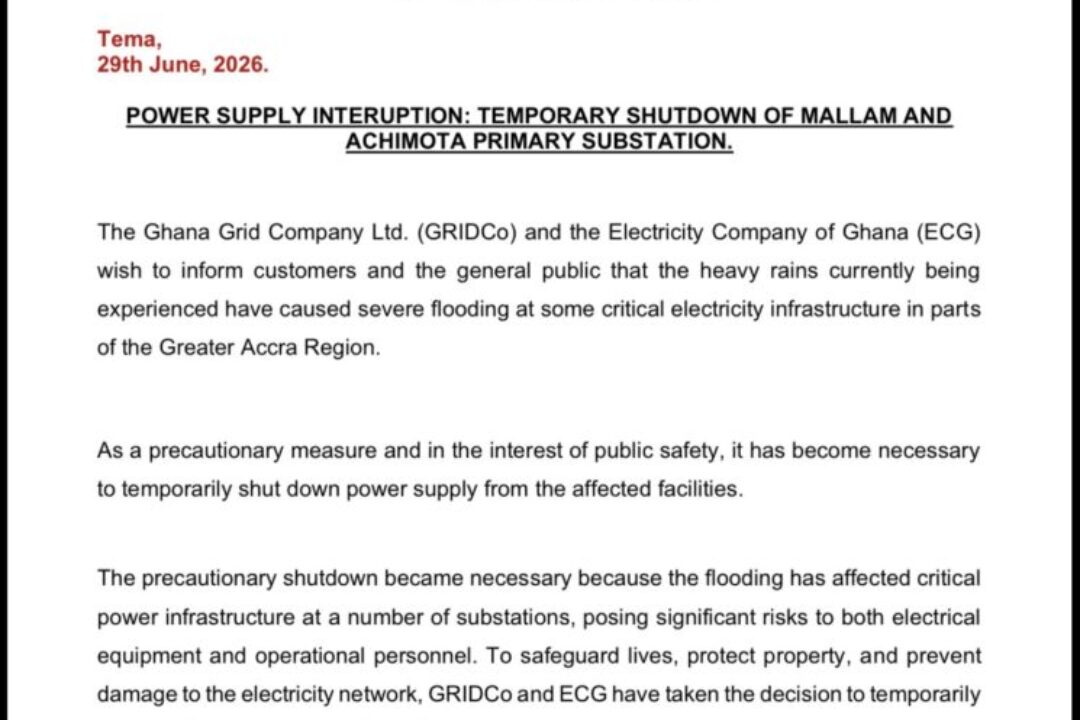 GRIDCo, ECG temporarily shut down Mallam & Achimota substations over flood risk