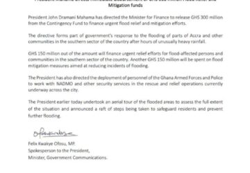 Pres.Mahama directs release of GH¢300m for flood relief and mitigation