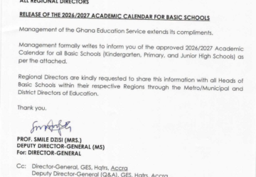GES releases 2026/2027 academic calendar for basic schools