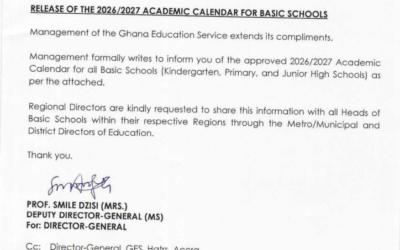 GES releases 2026/2027 academic calendar for basic schools