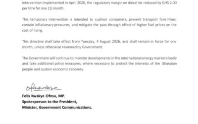 Prez.Mahama directs NPA to absorb GH¢2 per litre of diesel to ease fuel price burden