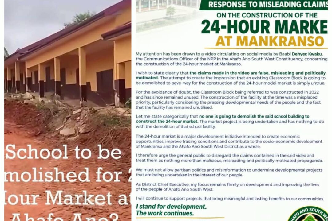 Construction of Mankranso classroom block in 2022 was a misplaced priority – Ahafo Ano South West DCE claims
