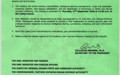 Prez Mahama summons Security, Port Agencies over Border Controls after US$261m Cocaine seizure