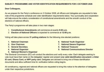 NPP announces voting schedule & ID requirements for October 3 national elections
